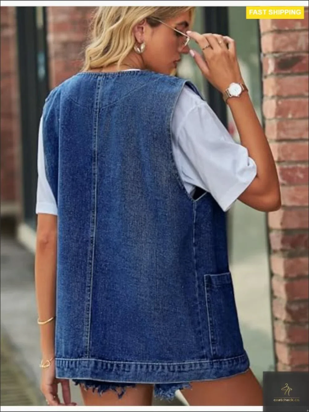 Oversized Denim Vest Sleeveless Button Down Casual Vintage Jean Jacket Top
